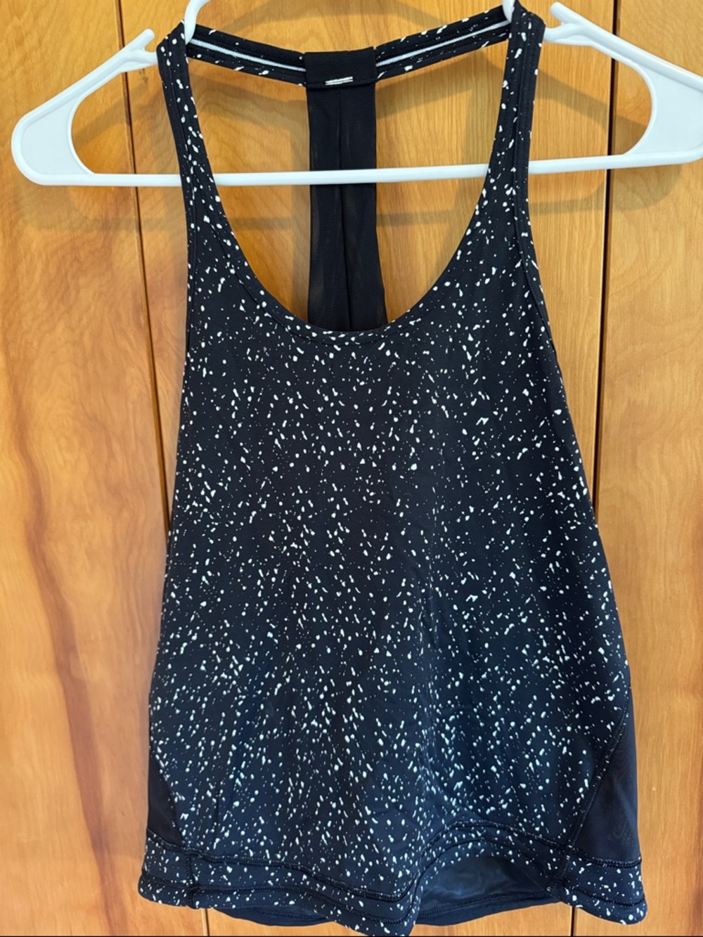 lululemon athletica Black Mesh Top with Reflective Logo